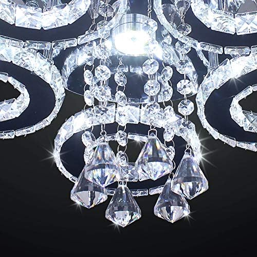 Tonglan LED kristalno plafon 5 prstenovi Moderni kristalni luster za ispiranje lakih učvršćivača za hodnik Foajera dnevna soba spavaća