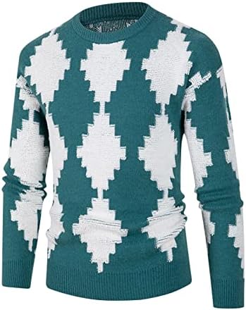 Sinzelimin muški džemper pulover modni dijamant Provjeri rebra pletene džempere dugih rukava okrugla vrat pletiva košulja bluza vrhova