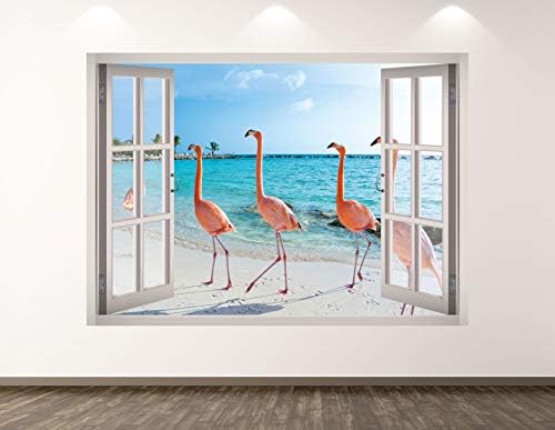 West Mountain Flamingo Zidna naljepnica Umjetnički dekor 3D prozor Plaža Ptica naljepnica Mural Kids Soba Custom Poklon BL172