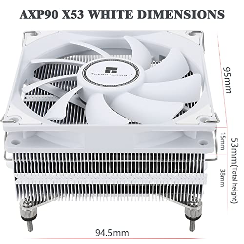 Thermalright AXP90-X53 bijeli CPU hladnjak niskog profila, visina 53 mm, tl-9015w SLIN PWM Fan, AGHP tehnologija, za AMD AM4/Intel