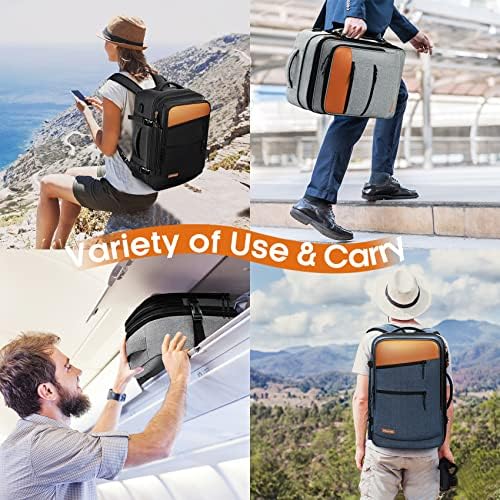 POWAITER Carry On ruksak, veliki putni ruksak za žene muškarci odgovara 17 inčnom laptopu, avio-odobreni kofer za prtljag ruksak sa 4 kocke za pakovanje za poslovna, vikend ili noćna putovanja-Crna