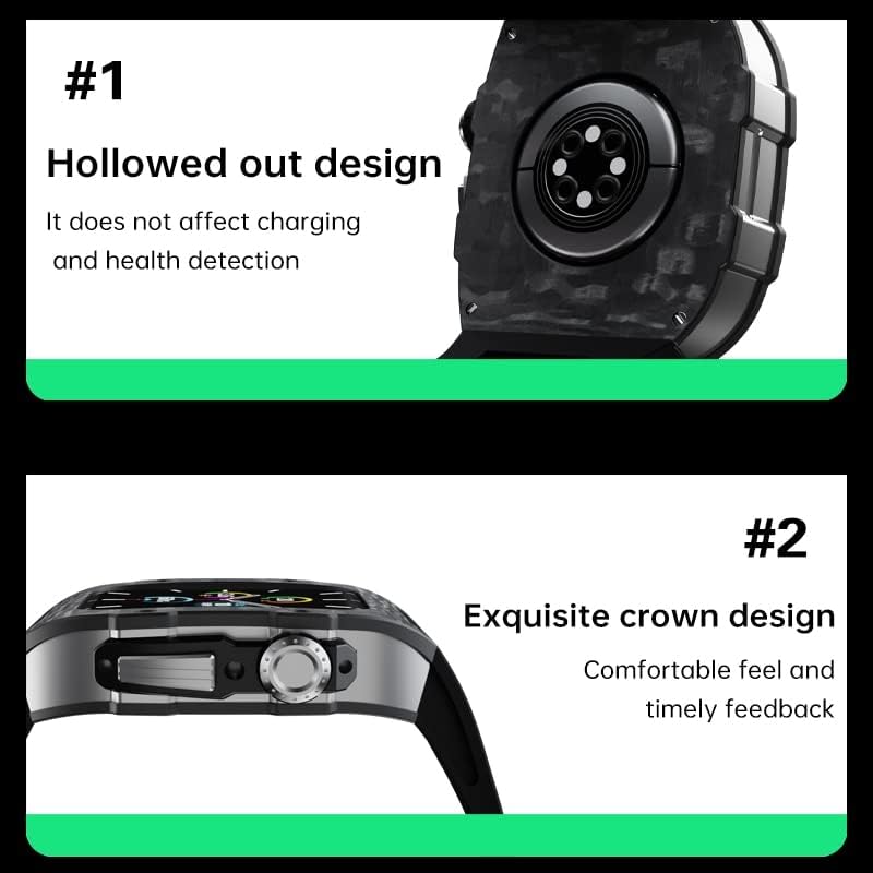 C CZKE Carbon modifikacija vlakana za Apple Watch seriju 8 45mm Series7 45mm metalna maska ​​+ gumeni remen za iWatch seriju 6 SE