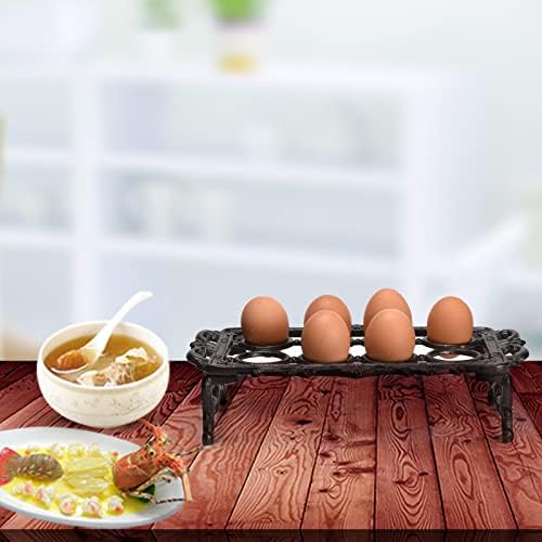 BRASSTAR Vintage stalak za jaja od livenog gvožđa Retro Desktop dizajn Egg Stroage za dekor kuhinjske radne površine seoske kuće 7,1 inča drži do 8Eggs TQGJPT151