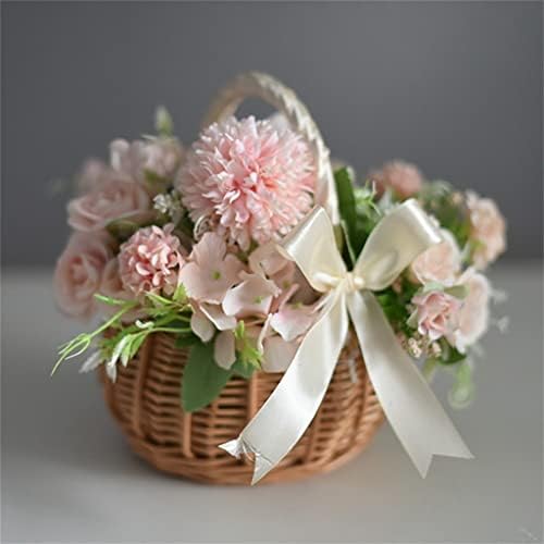 ZHUHW pletena pletena korpa za cvijeće, sa ručkom vjenčane korpe za cvijeće, za uređenje kućne bašte