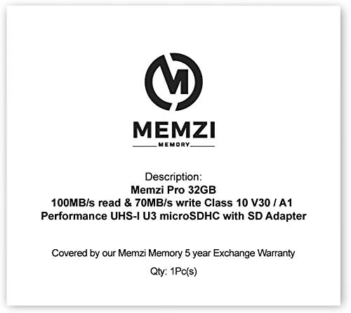 Memzi PRO 32GB memorijska kartica kompatibilna/radi sa Samsung Galaxy A90 5G, A70, A60, A50, A40, A30, A20e, A20, A10e, A10s, A10 mobilnim telefonima - 100MB/s U3 A1 V30 klase 10 Micro SDHC sa SD adapterom