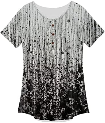 Žene Geometrijski print casual majice kratkih rukava Vrući se TUNIC Osnovni ljetni vrhovi Ležerna Henryji košulja