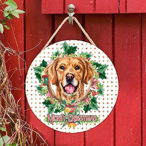 6-inčni okrugli drveni vitl za paletu Božićni vijenac za pse rustikalni seoski drveni zidni viseći znak trijem Zidni ukrasi za prednje