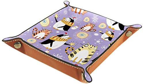 Rolling Dice igre Tray ključ Coin Candy Storage Box Folding slatka životinja mačke Penguin snjegović koža Square nakit ladice