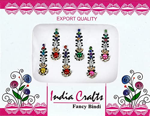Indija Crafts ™ 6 pakovanja - 60 višebojni dugi bindis čelo Tika face Jewels