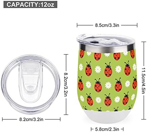 Ladybug i cvijeće Šolica za kafu nehrđajuće čelične šalice pića s poklopcima za rođendanski dizajn poklona 12 oz