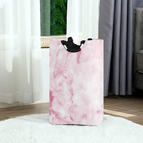 YYZZH ružičasti mermerni Print uzorak prirodnog ukrasnog kamena velika torba za veš korpa torba za kupovinu sklopiva poliesterska korpa za veš sklopiva torba za odeću sklopiva kanta za pranje