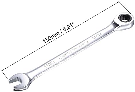 uxcell 11/32 inčni kombinovani ključ za čegrtaljke SAE 72 zuba kutija sa čegrtaljkom sa 12 tačaka završena alatkama za ključeve, Cr-V