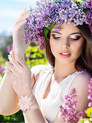 SATINIOR Lady Lace Floral Gloves elegantne kratke čipkaste rukavice ljetne rukavice za vjenčanje Cosplay Party za Noć vještica