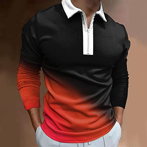 XXBR muške patentno majice, 2022 Nova muška majica Dugi rukav Gradient Patchwork Golf Tops Jesen Zip Ret Casual majica