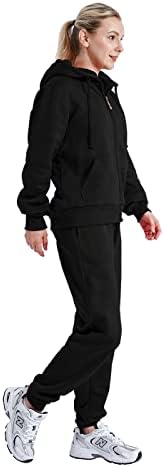 Leehanton Womens kože od 2 komada TrackSuits Fleece Sherpa obloženi duksevi sa duhovima Topla odjeća JOGGG SUBES