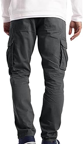 Ymosrh Muške velike visoke hlače Muške tanke modne čvrste boje casual hlače Multi džep ravne teretne hlače