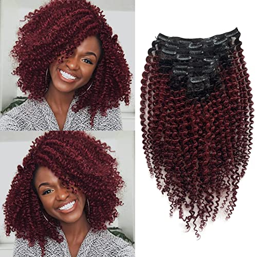 Kinky Curly Clip u ekstenzijama ljudska kosa tamni korijeni do bordo Kinky Curly Clip u ekstenzijama za kosu prava ljudska kosa 9a