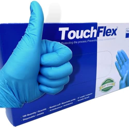 Dodirni Flex plavi Nitril za jednokratnu upotrebu bez praha, bez lateksa, teksturirani vrh prsta, debljine 4,5 Mil, zaštitni pretinac za rukavice od 100