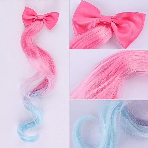 6 kom dječje ekstenzije za kosu u boji sa simpatičnim kopčama mašne za djevojčice rođendanske dodatke za kosu za malu djecu