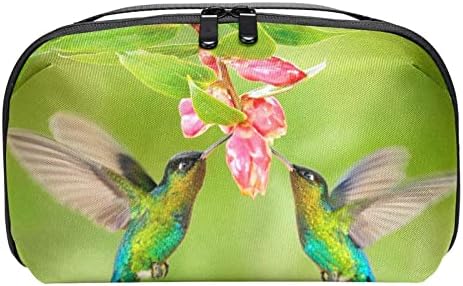 Torbica za nošenje putna torbica torba USB kabl Organizator džepni dodatak Zipper novčanik, Proljetni zeleni cvijet kolibrija