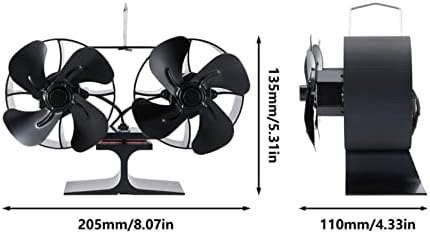 YYYSHOPP dual Head 8 oštrice pogon peći Fan Aluminium Silent Eco-Friendly za drva gorionik ventilator efikasna distribucija topline