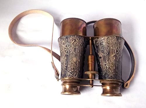 6 Antikni čvrsti Mesingani dvogled od kafe od kože sa potpornim remenom za vrat od Sifaat World
