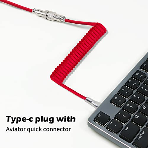 Četvoromor Custom zamomljeni USB C kabl za igranje tastature Dvobojni mehanički kabl tastature s tankom tipom odvojivim metalnim avijatičom, 1,8m USB-C do USB-a