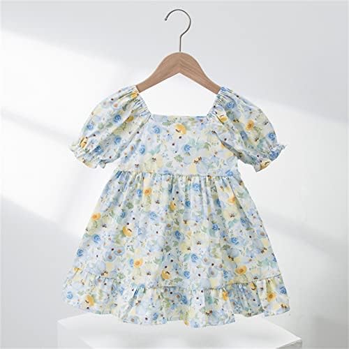 Cvjetna dječja djevojka zaslona laskati tunika ulična odjeća Bubble rukave Ljetna haljina trošenje vanjskih odijela