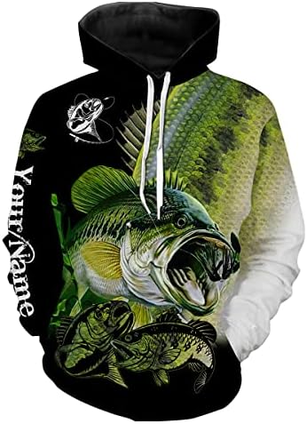Largemouth bass ribolovni ljestvici Prilagodite naziv Sve preko tiskanih košulja Personalizirani ribolov poklon NQS230