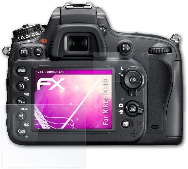 Atfolix plastični stakleni zaštitni film Kompatibilan sa Nikon D610 zaštitnikom od stakla, 9h hibridnog stakla FX Staklena zaštitnika