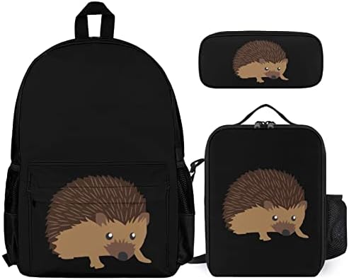 Slatki ruksaci za ježeve kompleti za školska putovanja daypack Prints torba za knjige sa torbom za ručak i Pernicom za žene i muškarce