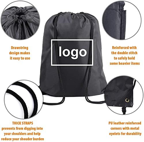 BeeGreen 22.4 D x 18.1 W Crne vezice ruksak torbe Bulk X-veliki sportski cinch vreća teretana torbe perive u mašini
