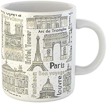 Awowee Šolja Za Kafu Paris Znamenitosti Uzorak Ajfelov Toranj Notre De Arc Triomphe 11 Oz Keramičke Šoljice Za Čaj Najbolji Poklon