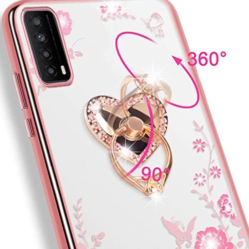 B-wishy za TCL Stylus 5G Glitter Crystal Butterfly Heart Floral Slim TPU Luxury Bling Cute zaštitni poklopac sa postoljem+remen za