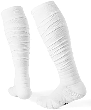 QEES fudbalske čarape, bijele fudbalske čarape, Scrunch čarape Fudbal, fudbalska oprema atletske čarape za muškarce i žene fudbalski dodaci