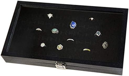 HUJI stakleni vitrina sa gornjim prstenom sa organizatorom nakita od baršunastog umetka