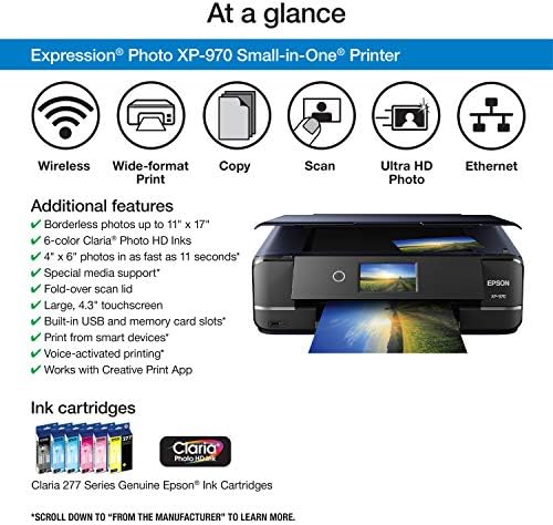 Epson Expression Photo XP - 970 bežični štampač fotografija u boji & EPSON T277 Claria Photo HD-Ink visokog kapaciteta Photo Black-Cartridge