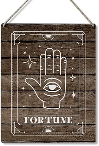 Smiješna tarot kartica Poklon znakovi Kako dobiti Fortune Drveni viseći znak Tarot Card Rustikalna umjetnička zida domaće spavaće sobe 10 x 8 inča