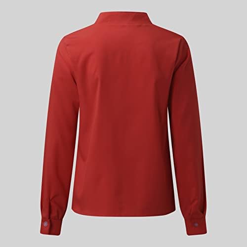 ZDFER Womens Solid Dression Tops V izrez dugih rukava Thirts Tunic Business Casual Pulover Bluzes Dukseri za žene
