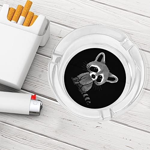 Slatki rakun lijepo uzorkovanje debelim staklenim ashtrays klasičnim okruglim držačem za držač cigareta Kućni dekoracija desktop