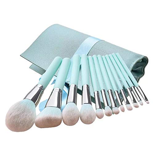 SLNFXC 12pcs Light Blue Makeup četkice Set Mekani najlon fodacija za kosu Blusher za usne sjenilo kozmetike Kozmetički mješavina Make up Kit Kit