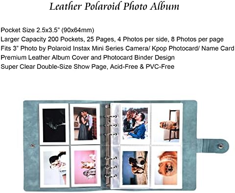 Polaroid foto album 200 džepova, INSTAX mini foto album, vrhunska koža 3 inčna novčana slika Albumi za slike za Fujifilm Instax Mini