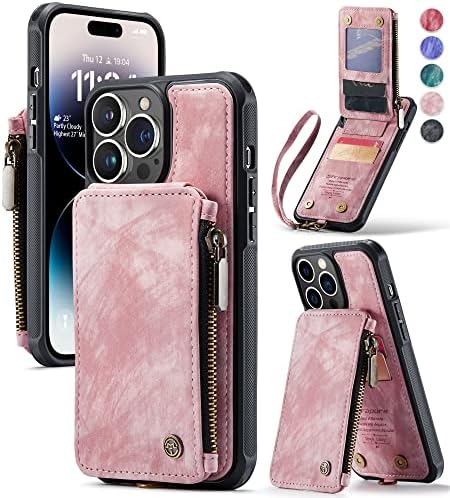 Strapurs iPhone 14 Pro Max torbica za novčanik sa RFID blokadom, iPhone 14 Pro Max kožna torbica sa držačem za kartice & stalak za