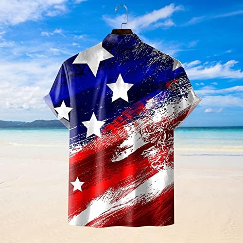 XXBR havajske majice za muškarce, dugme za neovisnost s kratkim rukavima dolje Ljetna majica opuštena-fit casual plaža vrhovi ulice