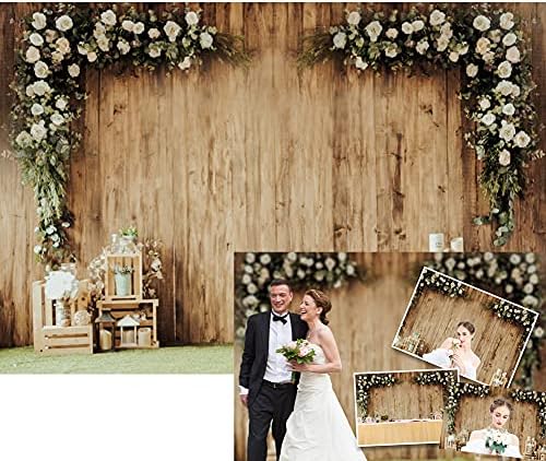 DASHAN 12x8ft poliesterska pozadina za vjenčanje Rustikalna cvjetna cvjetna drvena zidna pozadina svadbeni tuš ceremonija prijema