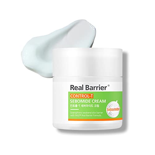 Real Barrier Control-t Sebomide krema, reljef sa čajevcem i srčanim listom, Low pH hidratantna krema za lice za osjetljivu dehidriranu