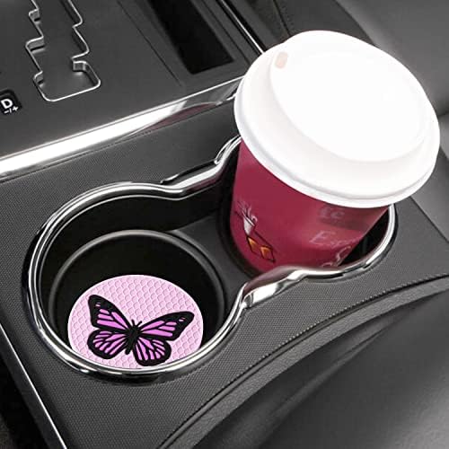 AellasNervalt 4Pcs Y2k Car Cup Coaster Preppy Non-Slip silikonski podmetači za piće Butterfly Rabbit Heart držač čaša otpornih na toplotu čašice Mat poklon za domaćinstvo Auto dodatna oprema za djevojčice Pink Purple 2.8 In