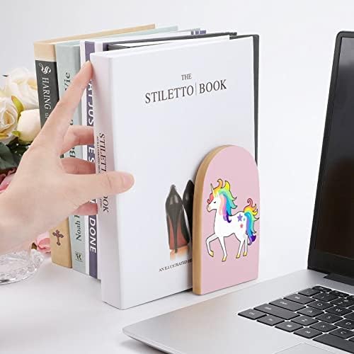 Cute Rainbow Unicorn Drvena Bookends Non-Skid Book Stalci Držač Knjiga Krajevima Podržava Police Za Knjige Decor 1 Par