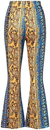 FOMOYUU BOHO PRINT pantalone za žene za žene visokog struka rasteznih dna pantalona plus veličine 70-ih hipi hlače joge gamaše