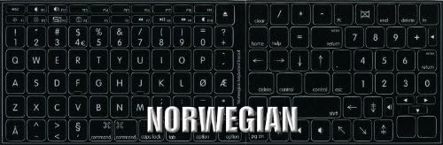 4keyboard MAC Norveške netransparentne oznake tastature na crnoj pozadini